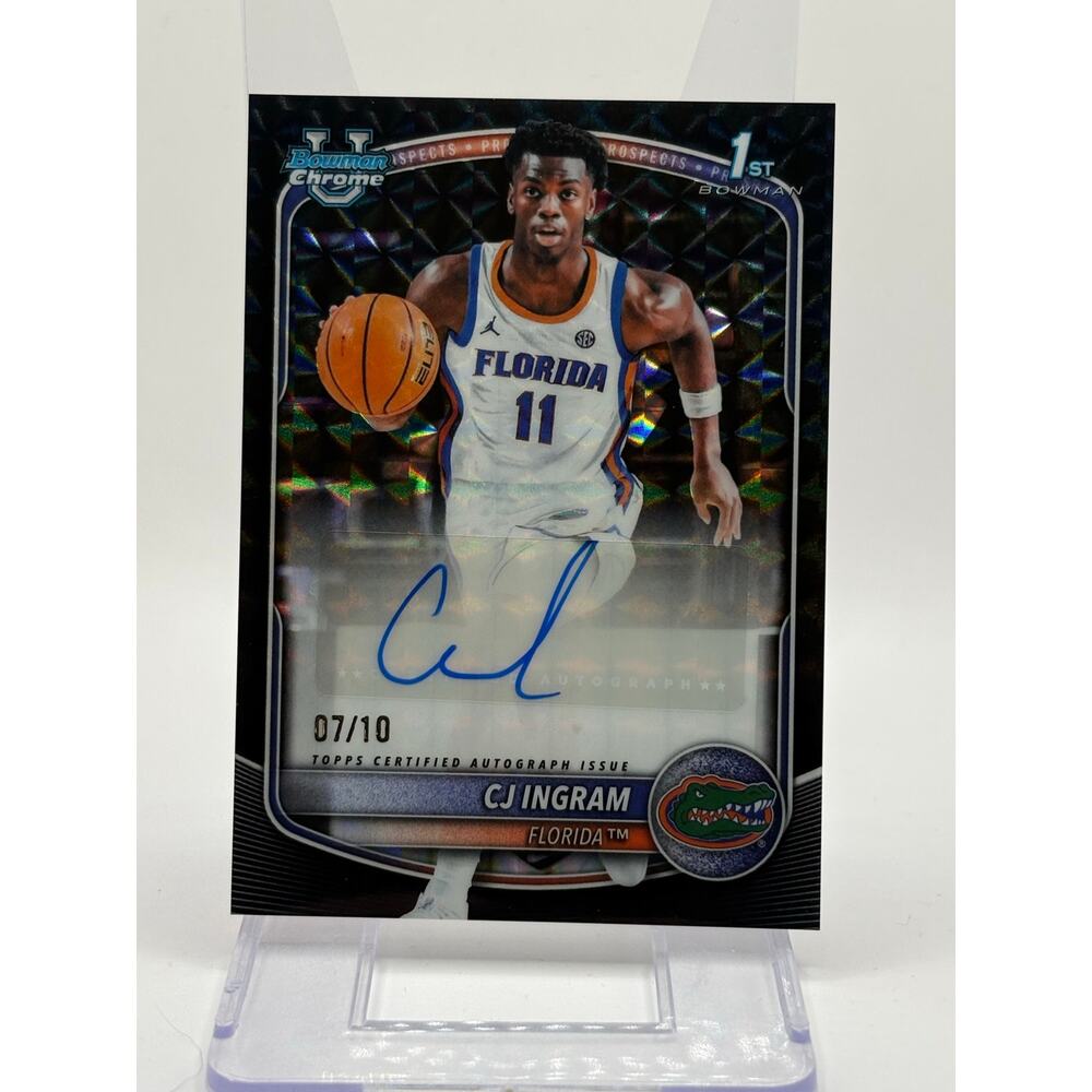 2025-26 Bowman Chrome CJ Ingram 1st Black Geometric Auto 7/10 SSP Florida